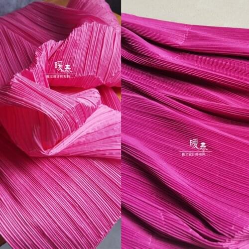 Pleated Fabric Rose Violet Miyake Styled Folds Imitation Cotton Linen DIY Patches Art Painting Decor Pants Dress Designer Fabric