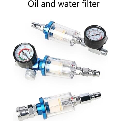Spray Pneumatic Tool Air Regulator Gauge Water Oil Separator Filter with Copper Filtering Core Fit with Pneumatic Tool