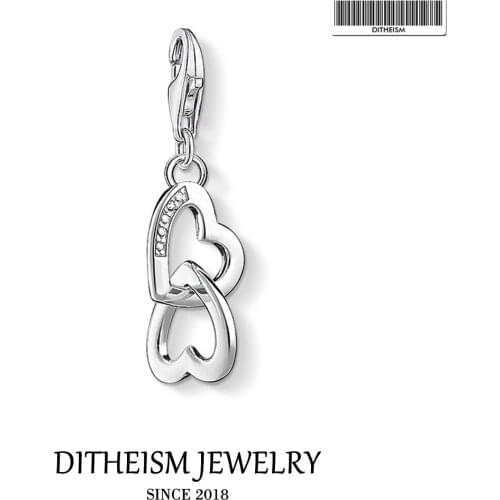 Link Hearts Charms Pendant,2018 Fashion Jewelry 925 Sterling Silver Romantic Gift For Women Girls Fit Bracelet Necklace Bag