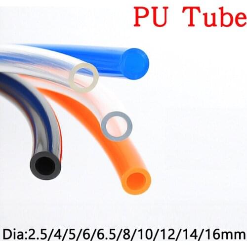 High Pressure PU Tube 2.5 4 5 6 6.5 8 10 12 14 16 mm Diameter Pneumatic Parts Flexible Hose Water Air Gas Compressor Soft Pipe