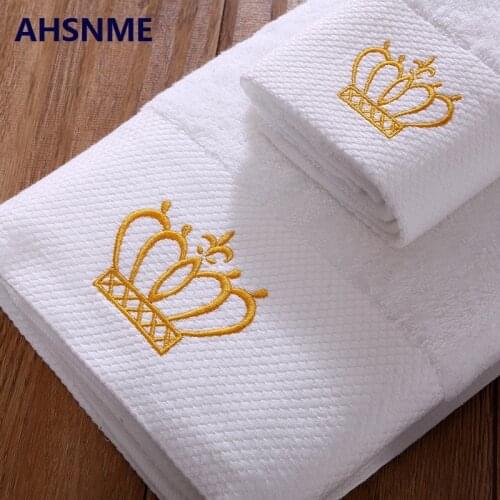 AHSNME super luxury increase white 100% cotton towel 70x140cm weight 600g and two towels 35x75cm embroidery can be customized