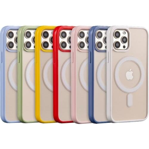 2pcs Clear Wireless Charging Magnetic Magsafing Case For iphone 12 Pro Max Mini Jelly Soft Bumper Cover Coque Yellow Pink Purple