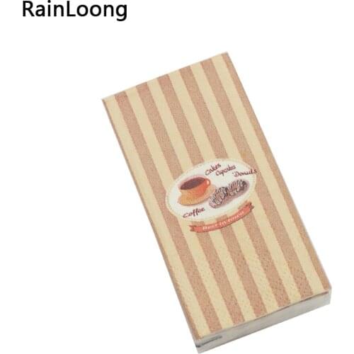 [RainLoong] Coffee Printed Pocket Napkin Bakery Cafe Tissue Handkerchiefs For Personal Care 21*21cm 5packs (10pcs/pack)