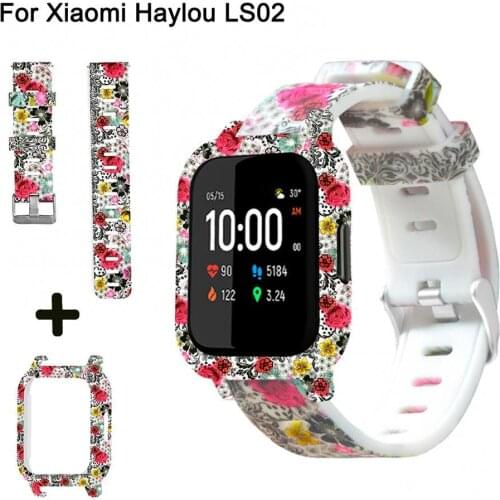 Suitable for Xiaomi Haylou LS02 Watch Painted Printed Protective Case Strap Two-in-One Set