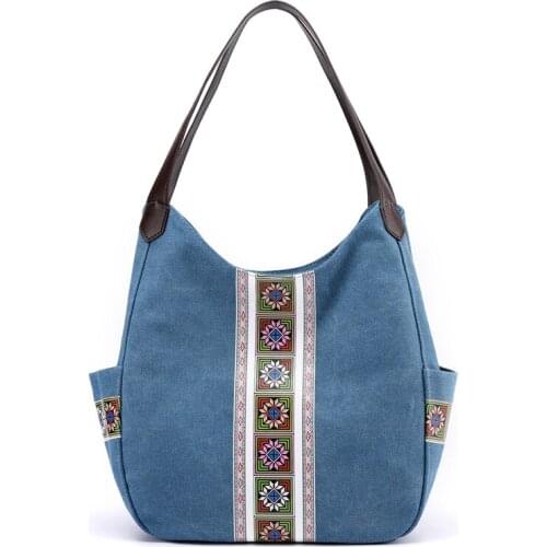 Retro Canvas Bags Women 2020 New Printing Large-capacity Multi-Layer Ladies Bags Wild One-shoulder Handbag Bag Female Travel Bag