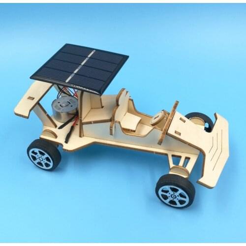 DIY Solar Car Car Assembled Model Materials Kit Children Science Experiment Production Graffiti Wooden Material For Kid Learning