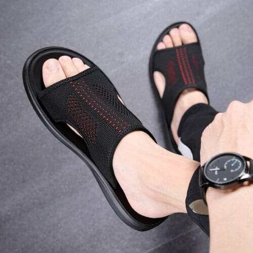 Mesh Summer Men Slippers Bath Outdoor Breathable Beach Shoes Flip Flops Fashion Shoes Indoor Slides Man Home Flat Sandals 2021