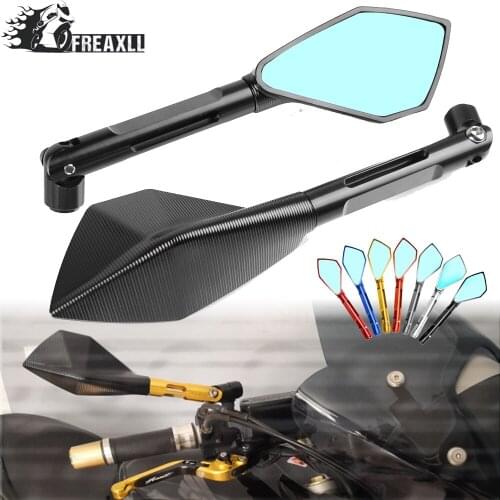 Universal For Kawasaki Z900 Z900RS Z800 Z1000 Motorcycle Aluminum Rearview Mirrors Blue Glass Rear View Side Motorbike Mirror