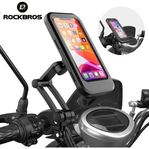 ROCKBROS Bicycle Handlebar Holder Adjustable IPX6 Waterproof Cycling Bracket Flexible Touch Screen Phone Stand Bike Accessories