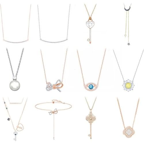 High quality 1: 1 original SWA DIY jewelry simple modern fashion trend necklace key series smiling diamond female