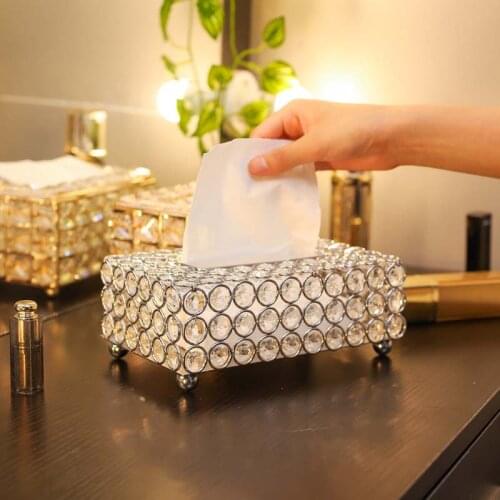 YOOAP Modern Metal Crystal Tissue Box Kitchen Hotel Desktop finishing Home Decoration Napkin Storage Rack Tissue holder