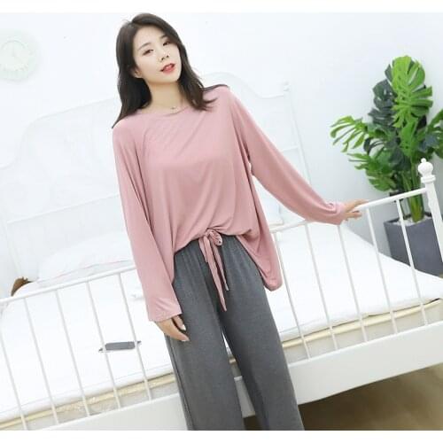 Sleeping Suit Women Autumn Pajamas Set Women Comfortable Modal Pajamas Long Sleeve Tops with Long Trousers Ladies Pj Set