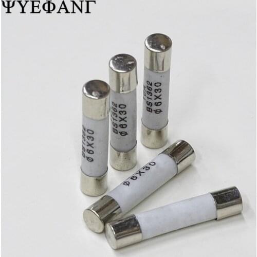 10PCS 6x30mm Ceramic Fuse Tube Fuse 250V 0.5A 1A 2A 3A 4A 5A 6A 8A 10A 12A 15A 20A 25A 30A Fast Fusing 6*30mm