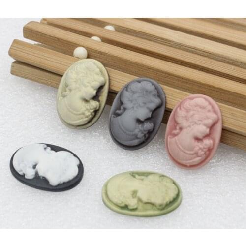20pcs/lot Mixed Flat Back Resin Beauty Cameos Cabochons For Tray Settings Blank DIY Making Accessories 18x25mm K06157