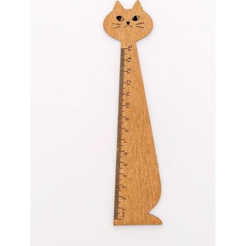 20 PCs Korean Creative Cartoon Drawing Ruler Cat Cute Wooden Rulers Environmentally Vintage Stationery School Supplies