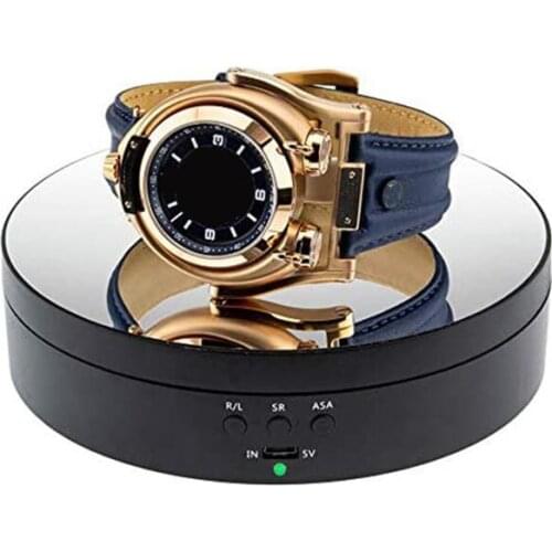3 Speeds Electric Rotating Display Stand Mirror 360 Degree Turntable Jewelry Holder Battery Display Photography Video