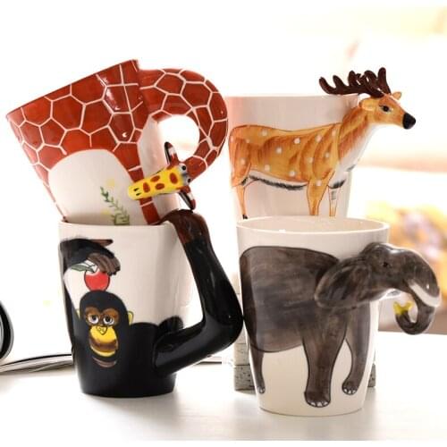 3D Stereoscopic Animal Mug Large-capacity Hand-painted Ceramic Drinking Glass Cute Creative Personality Milk Coffee Cup