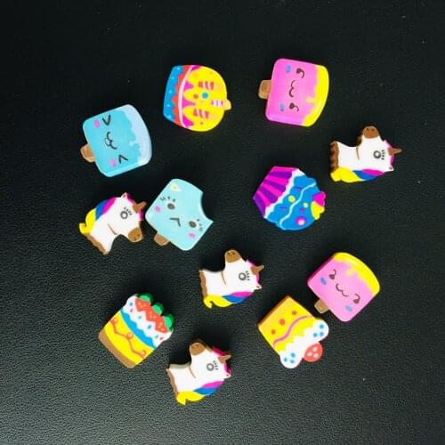 4pcs/Pack Lovely Cartoon Unicorn Cake Ice Cream Rubber Erasers Correction School Office Supply Student Stationery