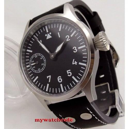 44mm Corgeut Black Sterile Dial PVD Case Sapphire Glass Hand Winding Luminous Mans Luxury Brand Watch