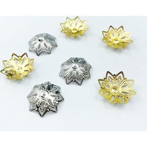 50pcs 18mm Metal Flower Filigree Wraps Crafts Gift Decoration DIY Cosplay Bridal hair accessories Wholesale Charms