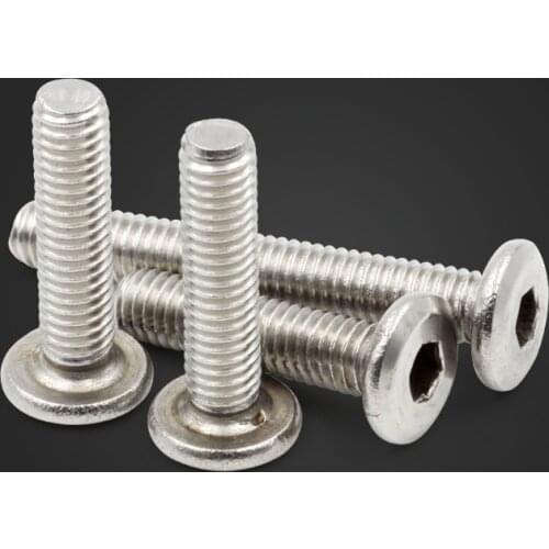 50Pcs/lot SS304 M6*30 M6X30 flat thin head hexagon socket screws Stainless Steel 304 bolts Chinese screws Cheap bolts