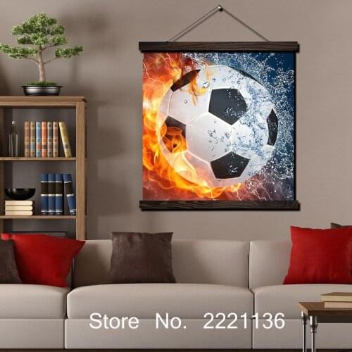 Abstract Fire And Water Football HD Print Scroll Painting Wall Art Printed Hanging Framed Canvas Painting Modern Home Decoration