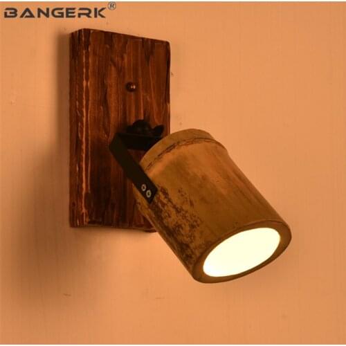 Antique Loft Sconce Wall Lights Industrial Vintage LED Wall Lamp Wood Bamboo Can Adjusted Lamps Home Decor Lighting Fixtures