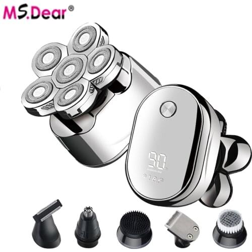 Digital display electric shaver hair trimmer beard electric razor wet dry men facial body shaving machine