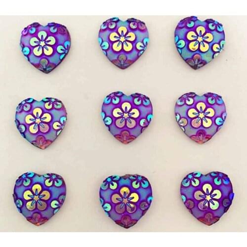 DIY 60pcs12mm AB resin heart type flat back wedding decoration button rhinestone/scrapbook - A241