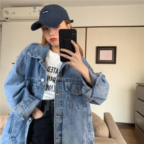 Denim Jacket Solid Jacket Women Casual Baseball Jacket Bomber Jacket Patchwork Womens Coat Multi-Pocket Womens Denim Jacket