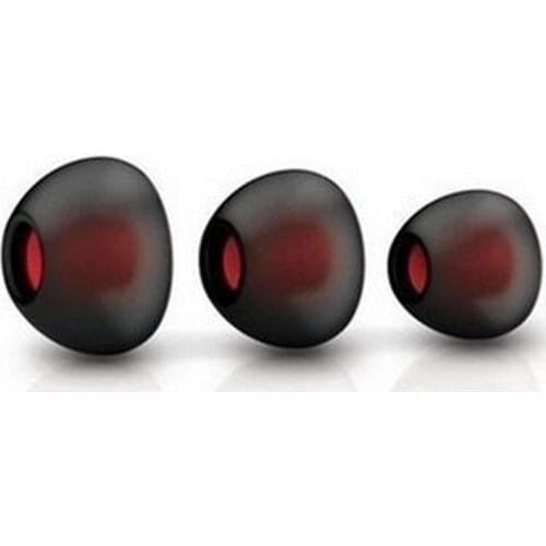 Hot sale 3 size black-red double color silicone isolation earphone buds tips earbud eartips earplug for universal headset 1pair