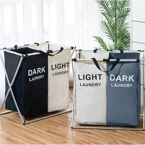 Dirty Clothes Storage Basket Three Grid Organizer Basket Waterproof Home Laundry Basket Folding Basket Collapsible Hamper