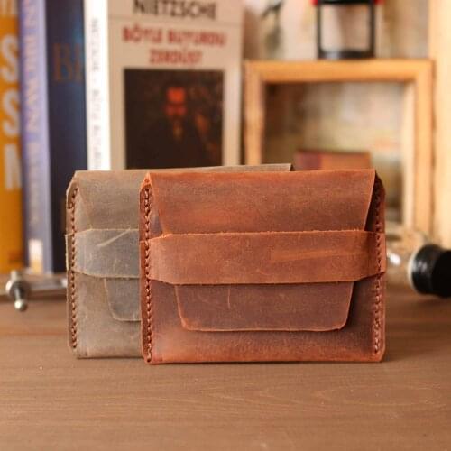 Valuaes Tilia Handmade Card Holder Genuine Leather Patched 2021 Fashion Top Quality Unisex Purse Clutch Vintage Retro Wallet