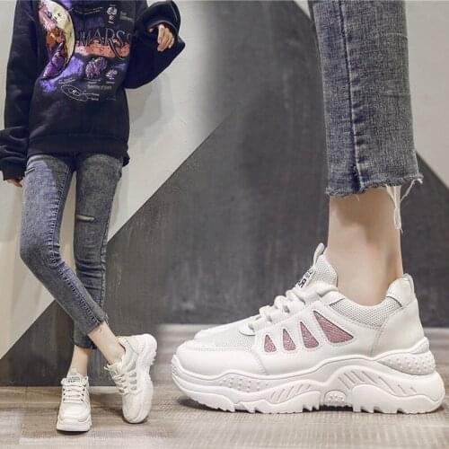 Women Chunky Sneakers Platform 5cm Thick Sole Ladies Casual Vulcanize Shoes Web Celebrity Dad female fashion Sneakers Designer
