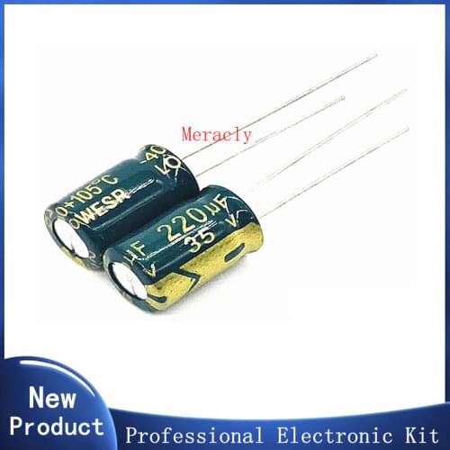 35V 220UF 20% High frequency and low impedance in-line aluminum electrolytic capacitors 20% long life Brand new authentic