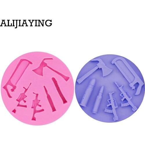 M0652 Ax/gun/bullet/saw Silicone Cake Mold Chocolate Mold Ice Cookie Mold Baking cake decorating tools