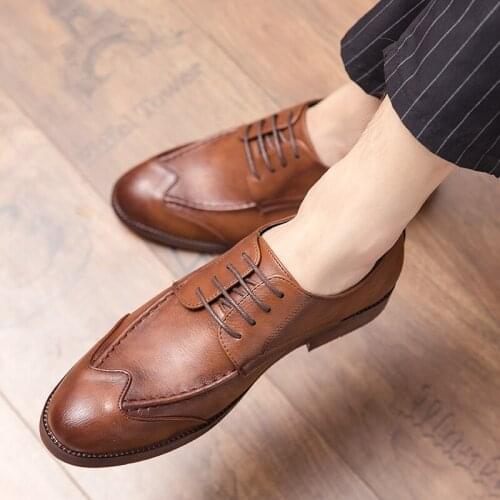 Spring Autumn Men Leather Shoes lace up Brogue Casual shoes Men brogue Leather Shoes Work Business Casual Sneakers footwear
