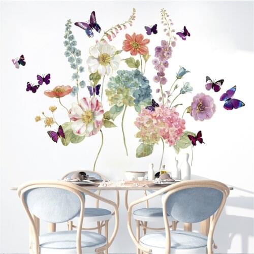 Наклейки на стену Colorful Wall Stickers Plants Animals Flowers Grass Butterfly Birds Colorful Vinyl Wall Stickers наклейки 2021
