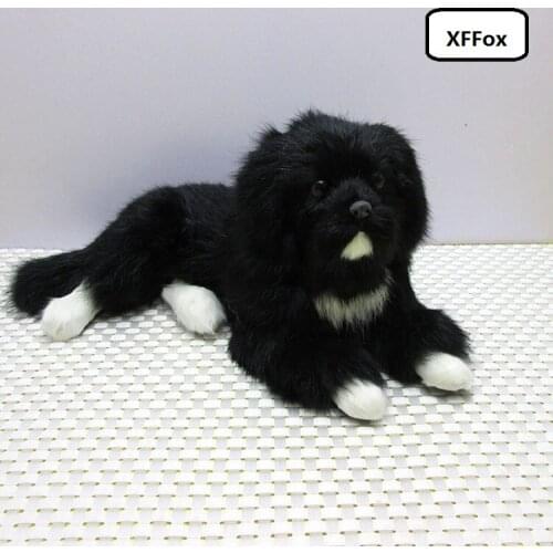 New real life lying dog model plastic&furs black dog doll gift about 30x13x17cm xf1579