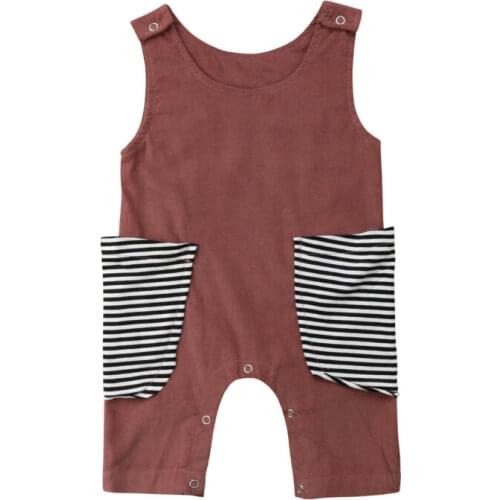 2019 Brand New Cute Newborn Toddler Infant Kids Baby Girls Boys Romper Playsuit Jumpsuit Outfit Pocket Patchwork Clothes Summer