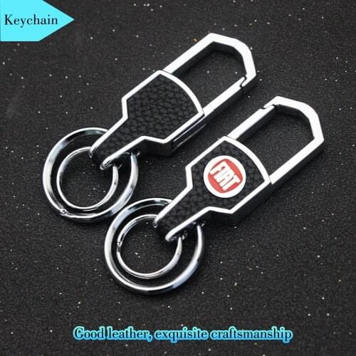 New Fashion Metal Car Leather Upturned Fur Keychain Shape Keychain Key Ring For Fiat Panda Bravo Punto Linea Croma 500 59
