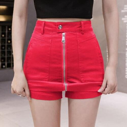 2021 spring and summer new denim shorts skirt Korean version high waist zipper A-line skirt stretch package hip hot pants shorts