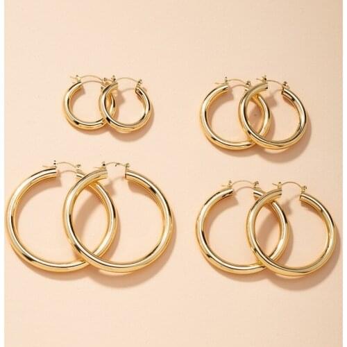 2021 new modern jewelry trendy punk round circle statement metal hip hop hoop earrings for women girl wedding gift