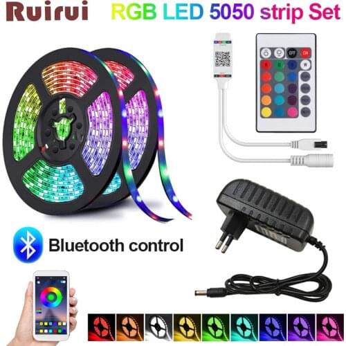Bluetooth LED Strip Lights 20M RGB 5050 SMD Flexible Ribbon Waterproof RGB LED Light 5M 10M Tape Diode DC 12V Control