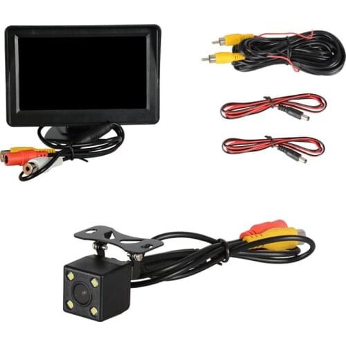 2 In 1 Car Parking System Kit 4.3" TFT LCD Color Rearview Display Monitor + Waterproof Reversing Backup Rear View Camera