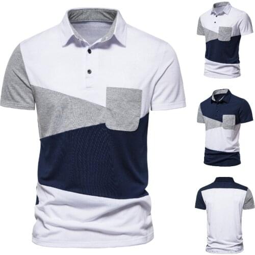 2021 New Summer Fashion Leisure Mens Triangle Color Matching Lapel Slim High Street Short Sleeve Mens POLO Shirt