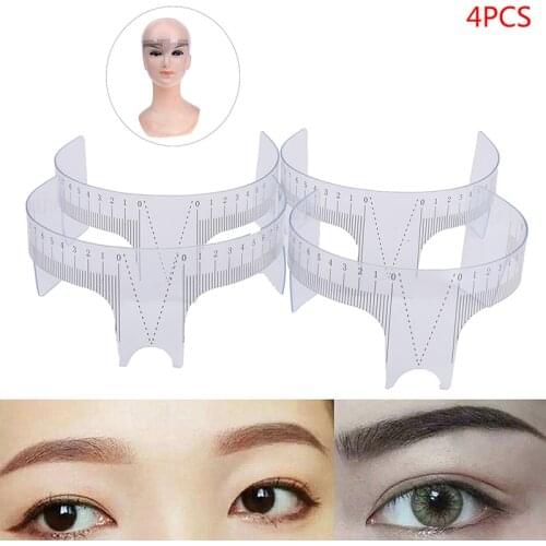 4pcs Reusable Eyebrow Ruler Tool Permanent Eyebrow Ruler Tattoo Stencil Brow Grooming Measure Tool Makeup Measures