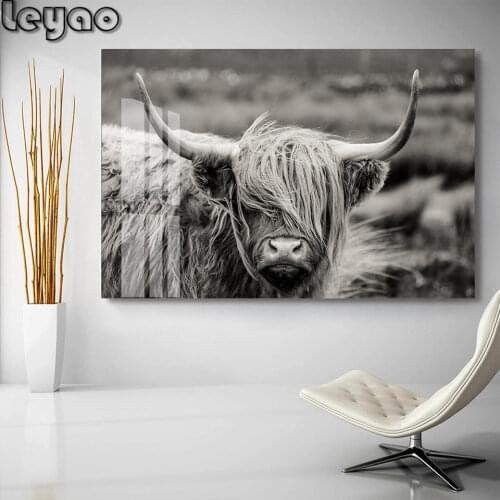 Scottish Highland Cattle Cow Yak Animal diamond Paintings embroidery Pictures on Canvas for Living Room Home Decoration