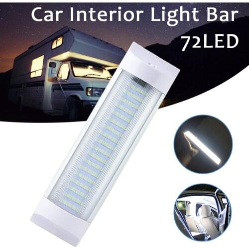 12V 72 LED Car Interior Light Bar Indoor Ceiling Lamp Reading Light With On/Off Switches for Van Lorry Truck Camper Boat