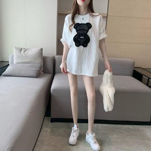Short-sleeved T - shirt women with foreign autumn and winter hair three-dimensional letters matching bottom coat tide
